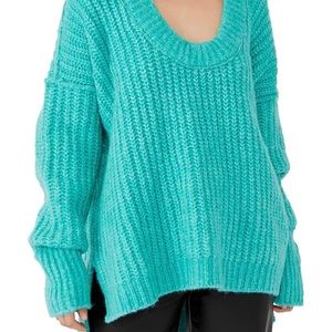 Free People Women's Blue Bell V Neck Sweater